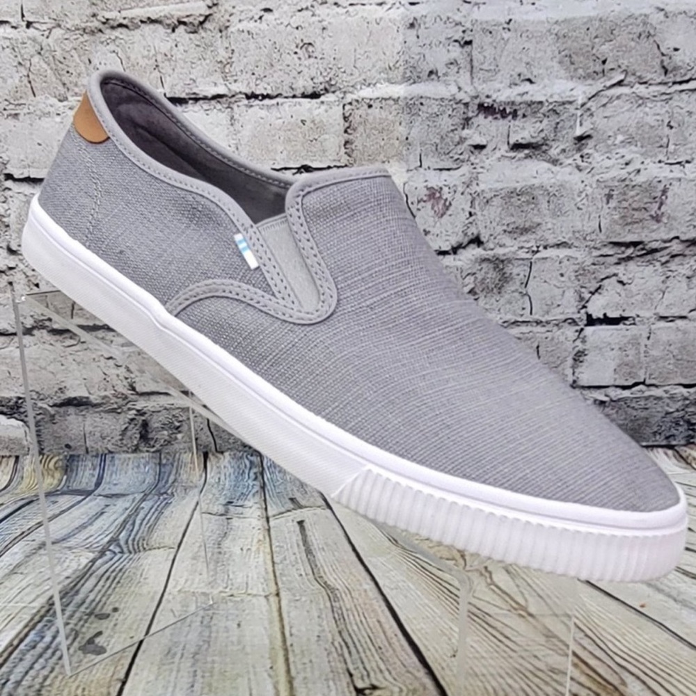 Toms Baja Mens Canvas Round Toe Slip On Casual Sneakers Shoes Size 11.5 Gray NEW